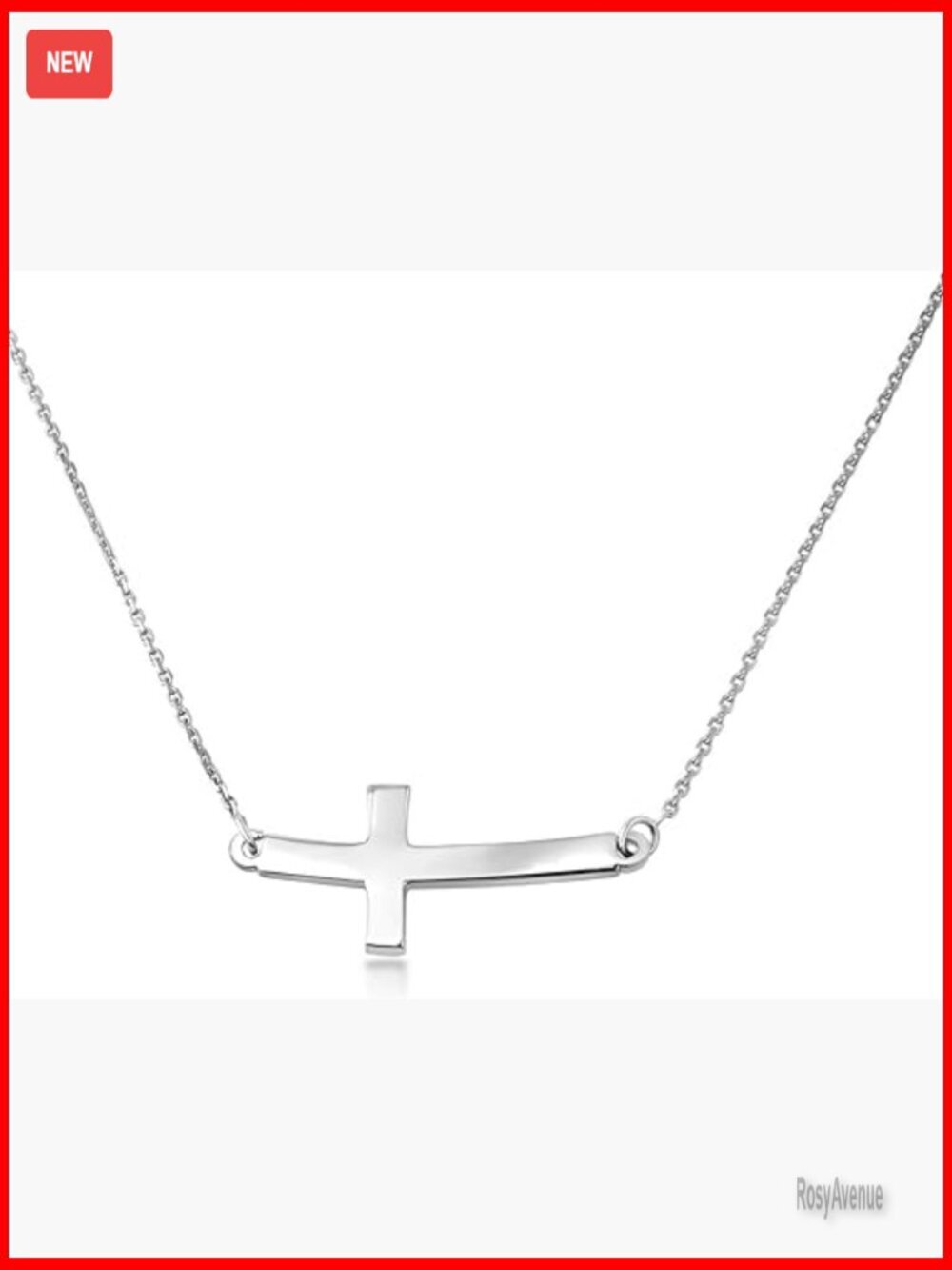 Sterling Silver Sideways Cross Necklace, 18" Rolo Chain, Pendant Jewelry